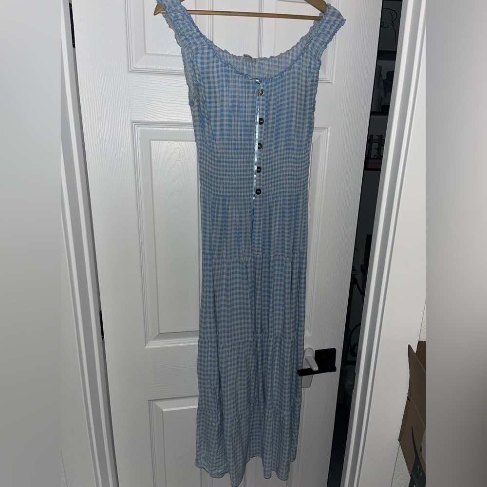 LAST CHANCE BEFORE DONATION Blue Gingham Maxi Dress